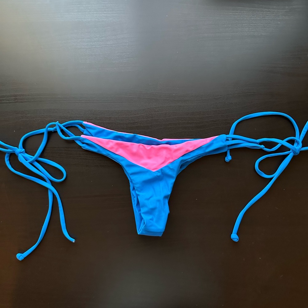 CAMI AND JAX Elizabeth Bikini Bottom in Blue Cina & Fuschia Side Tie size Large - Picture 3 of 7